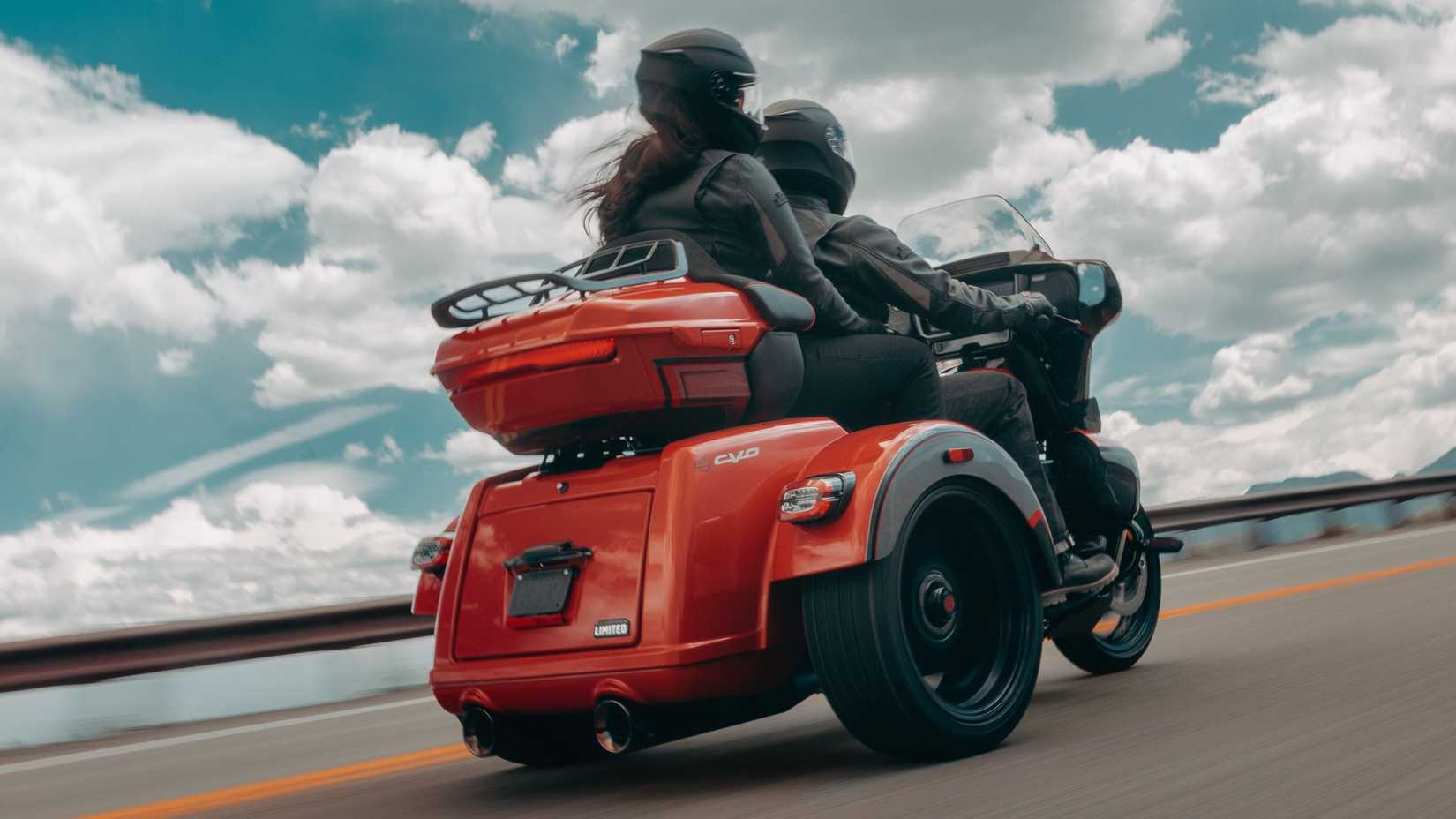 2026 Harley-Davidson CVO Street Glide 3 Limited on the highway rear third quarter view