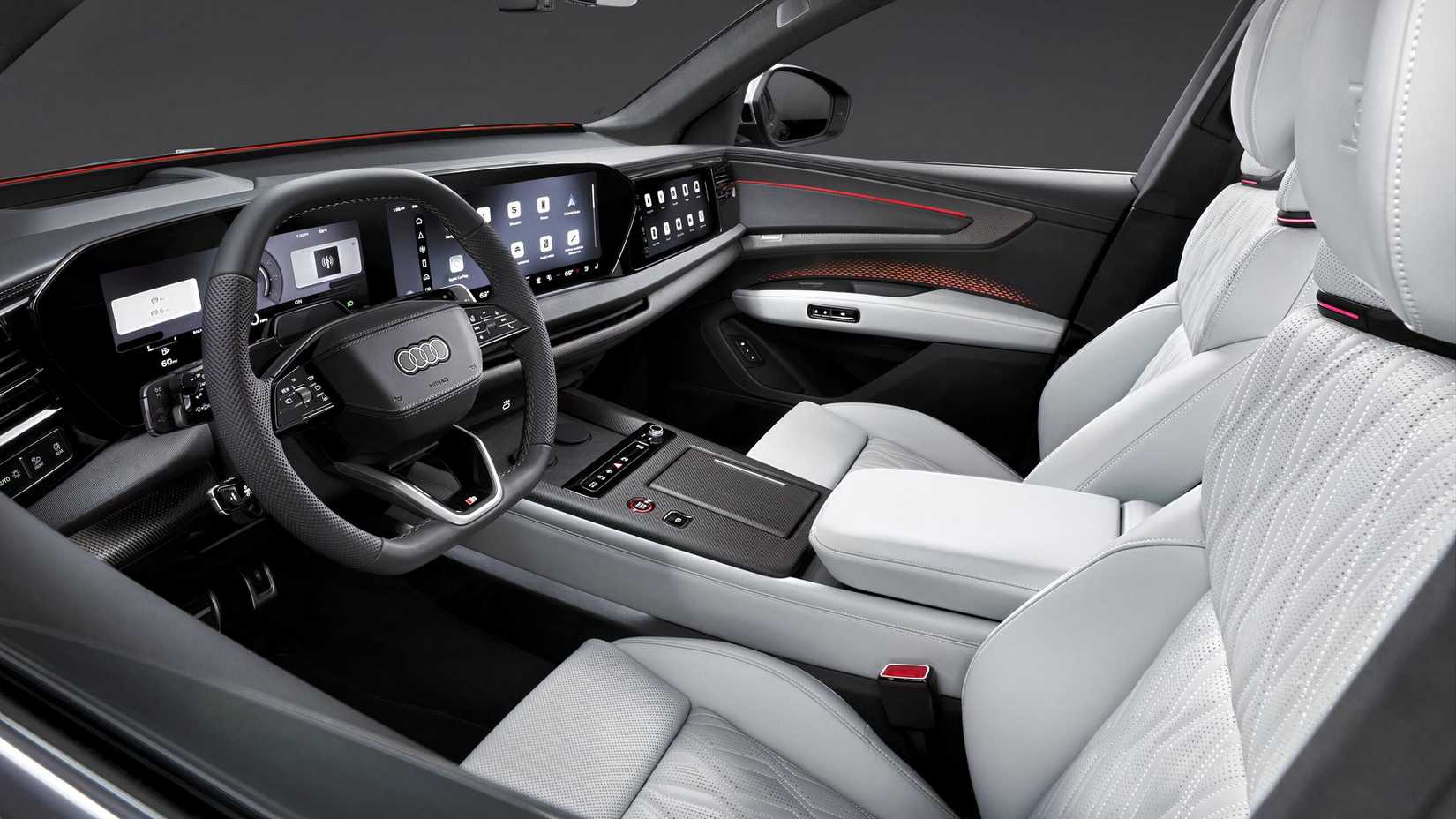 Foto do interior do Audi Q9 mostrando o painel