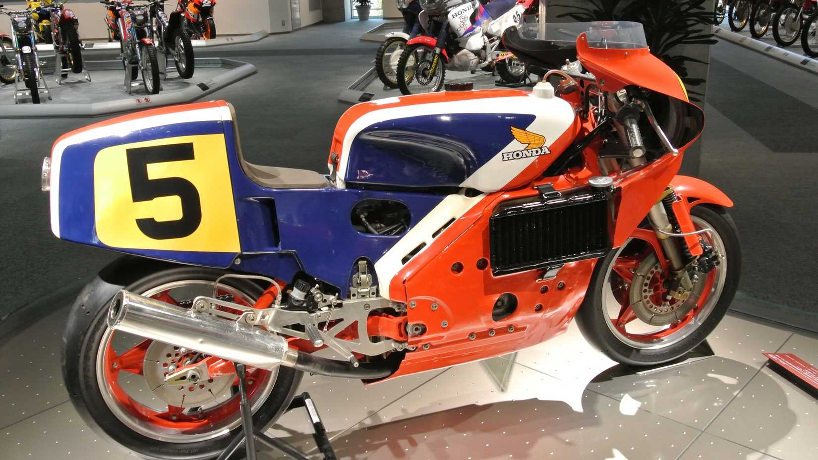 A Honda NR500 on display at the Honda Collection Hall