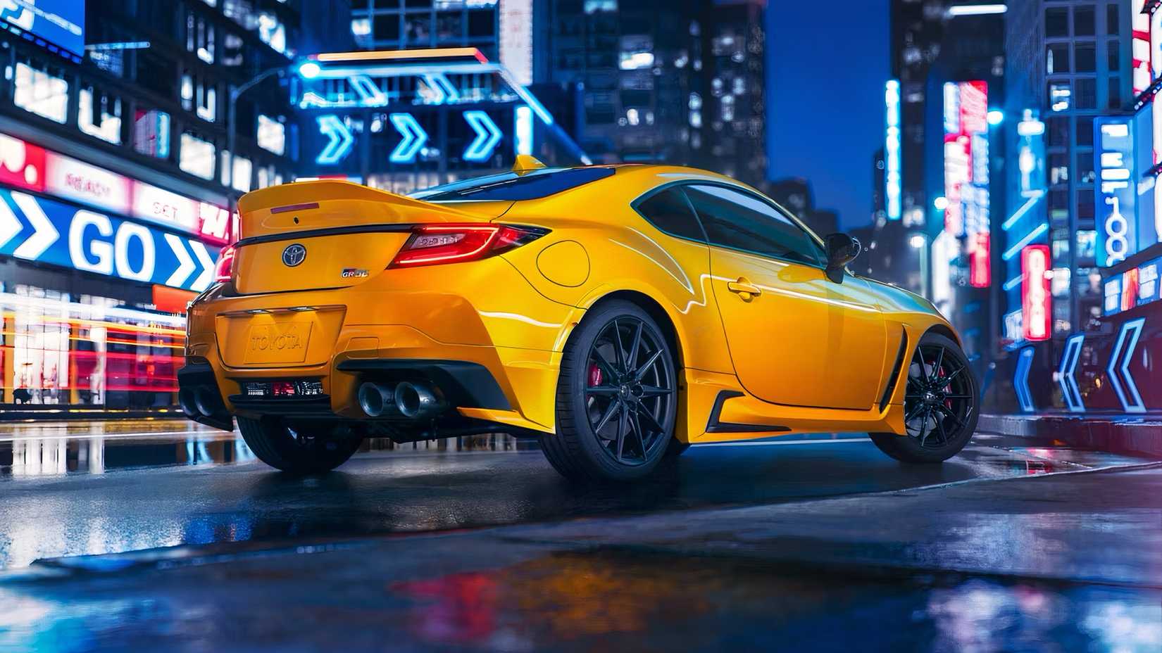 Rear 3/4 shot of 2026 Toyota GR86 parked in city