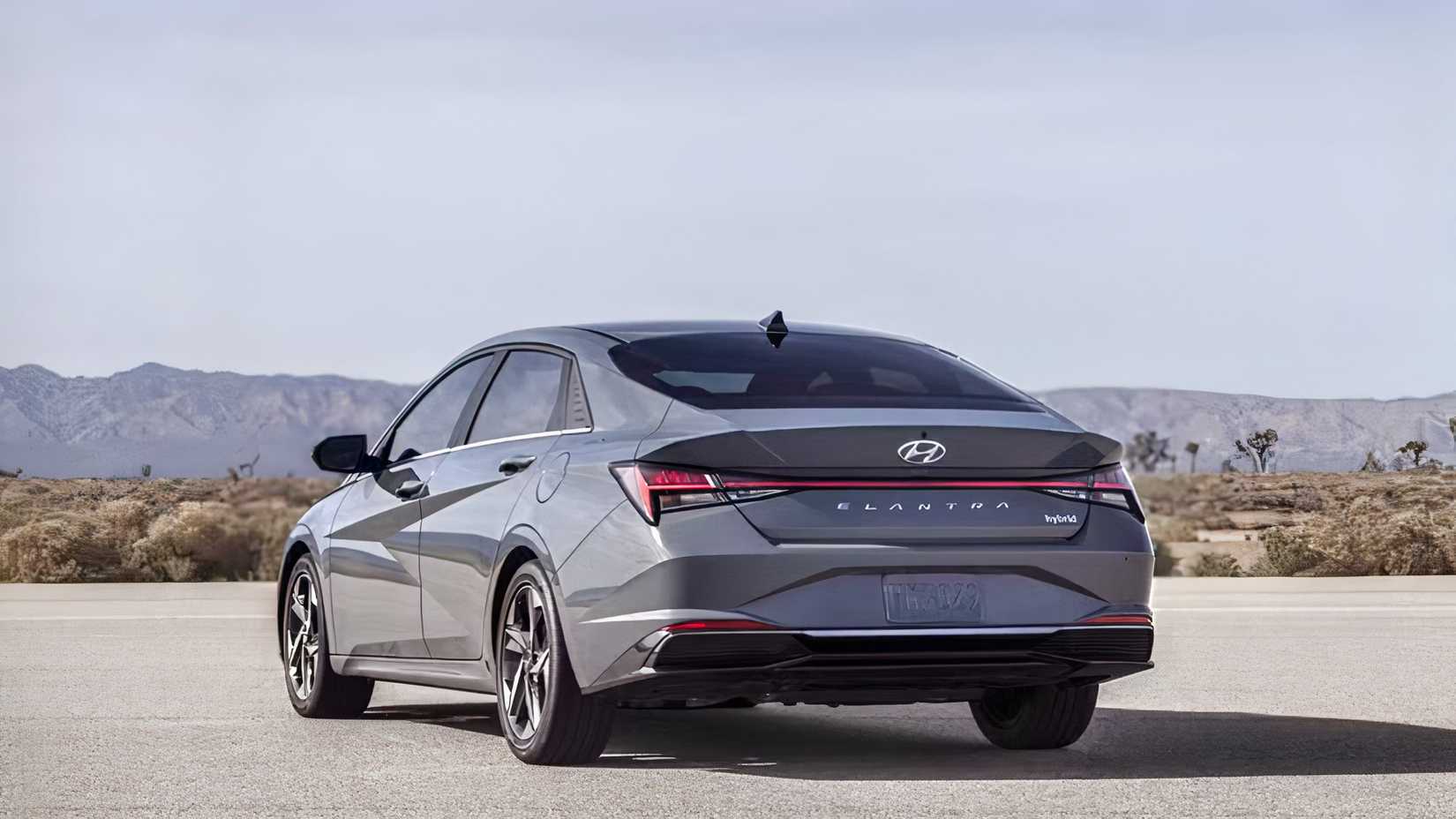 2020 Hyundai Sonata Hybrid in gray rear 3/4