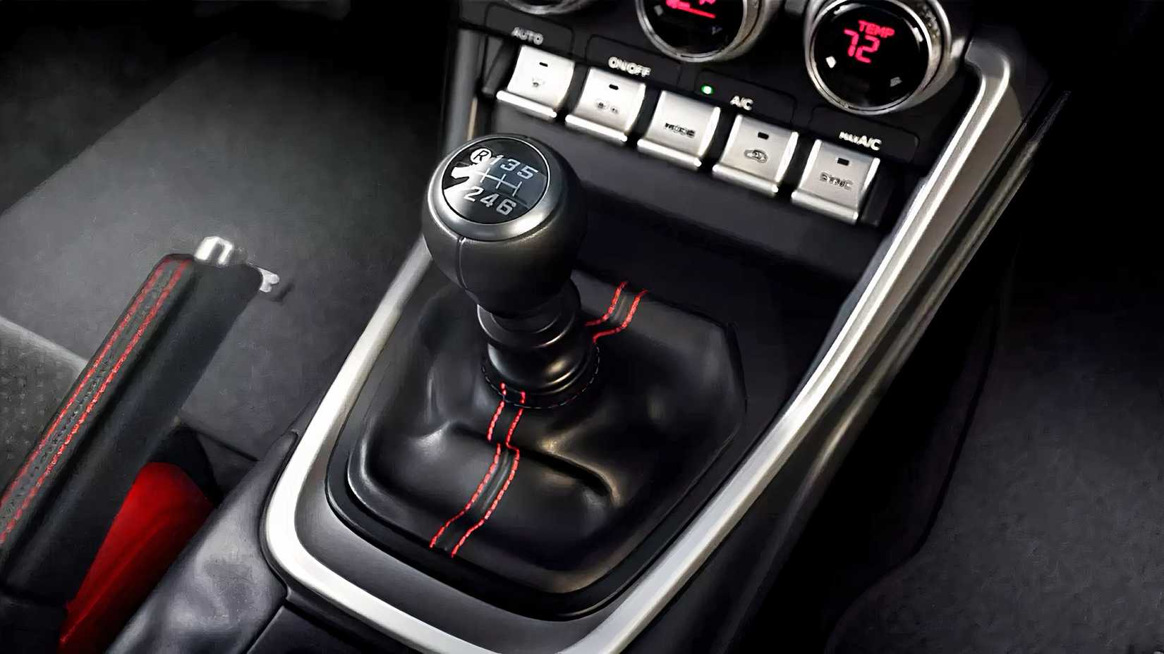 Close-up shot of 2026 Subaru BRZ manual transmission shifter