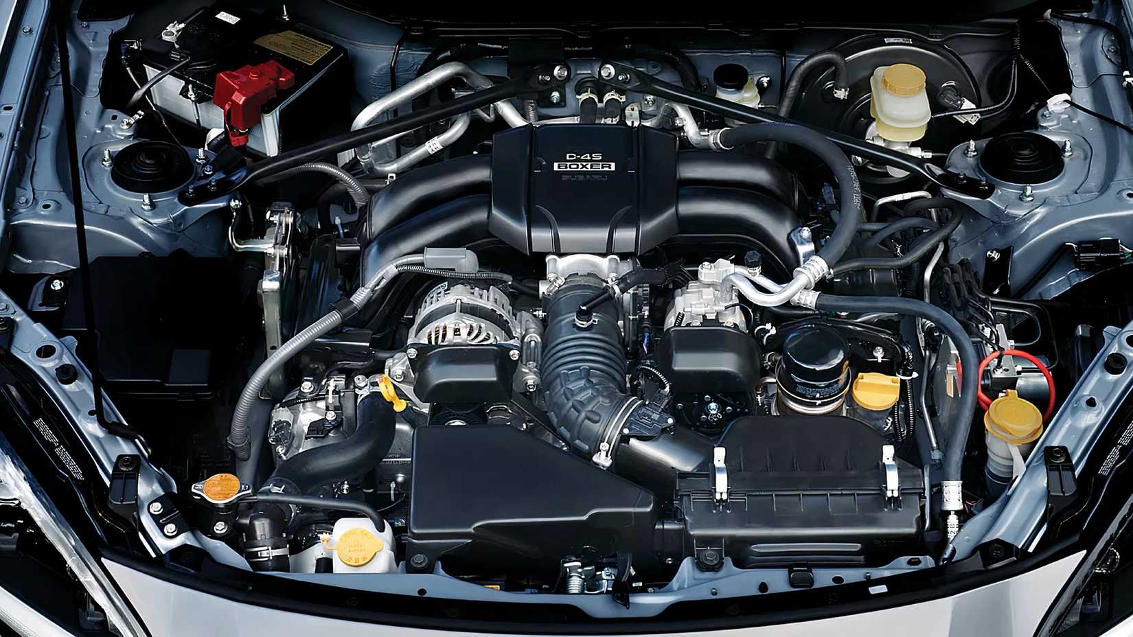 Close-up shot of 2026 Subaru BRZ engine bay showing FA24 boxer engine