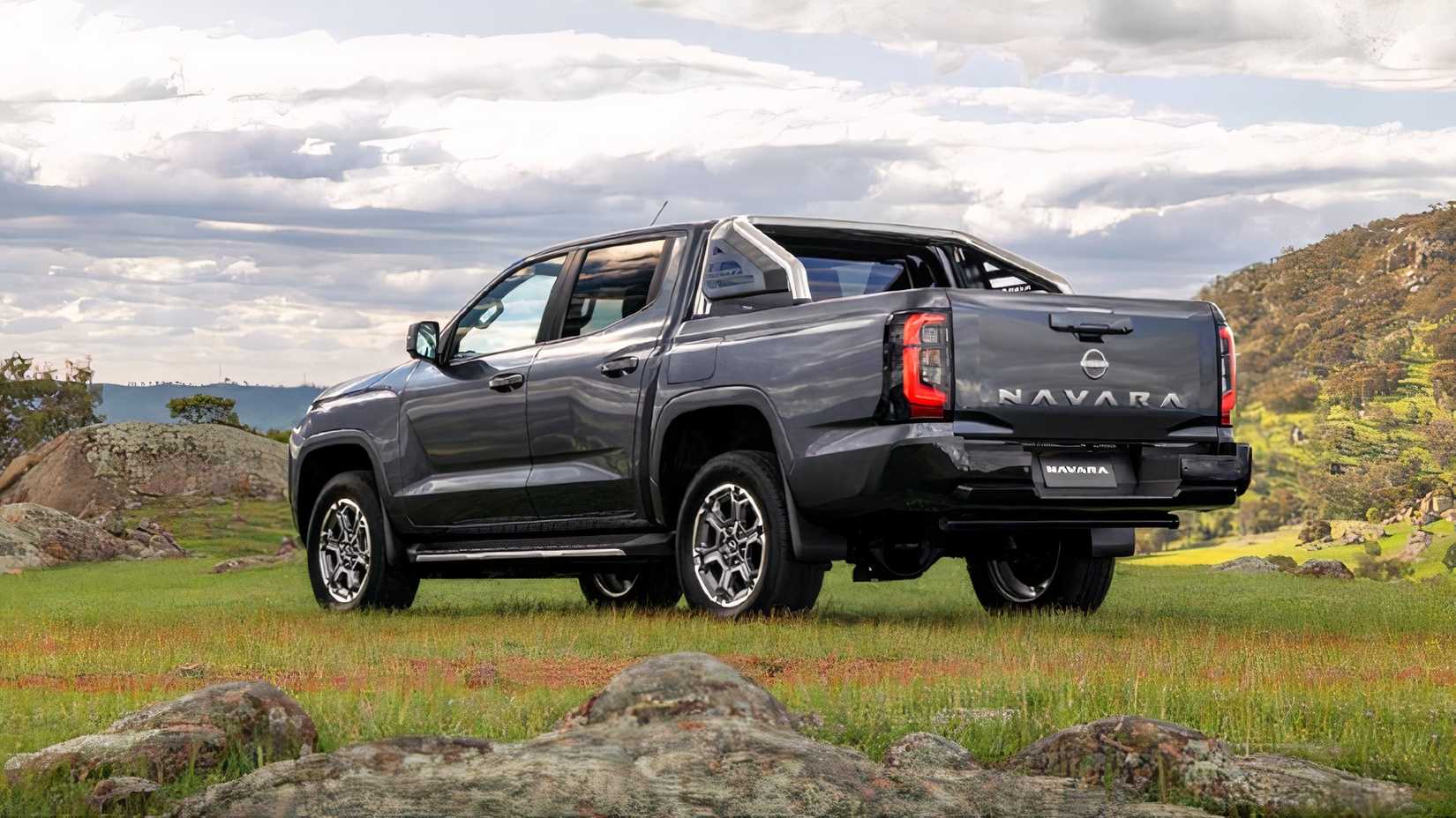 2026 Nissan Navara rear 3/4 shot parked off-road