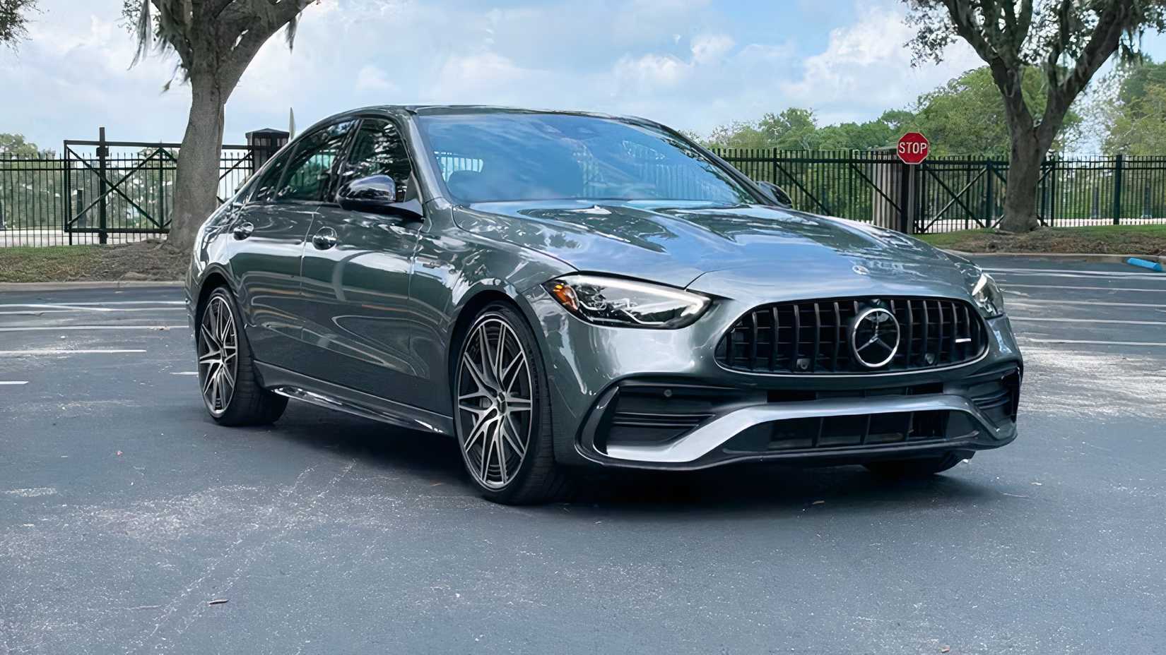 2026 Mercedes-AMG C43 in silver front 3/4
