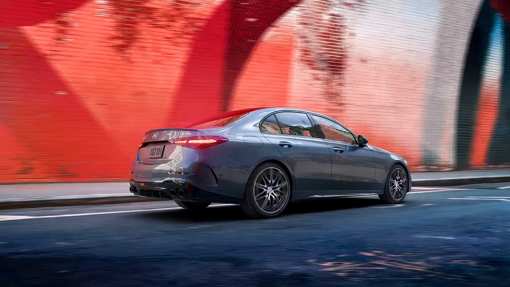 2026 Mercedes-AMG C43 in silver rear 3/4