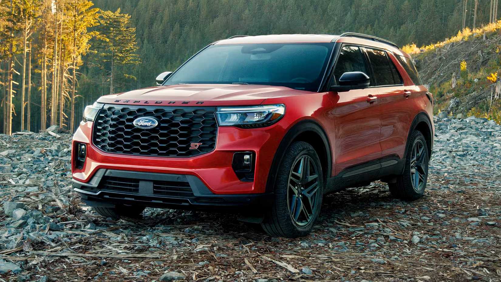 2026 Ford Explorer ST in red front 3/4