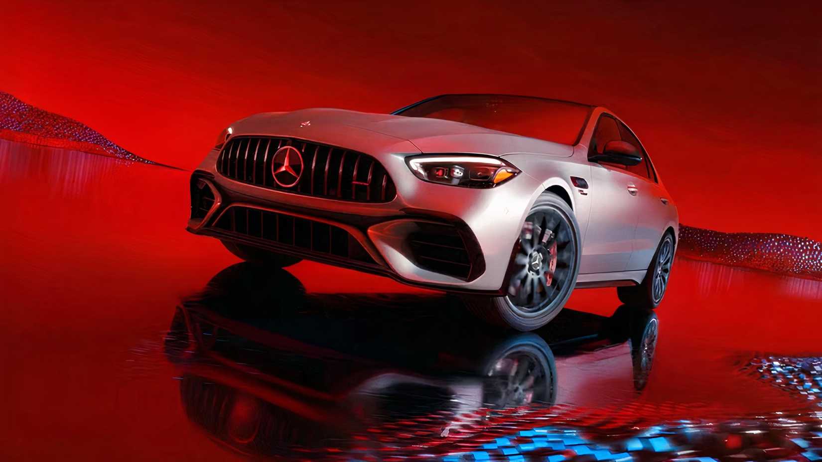 2026 Mercedes-AMG C43 in silver front 3/4