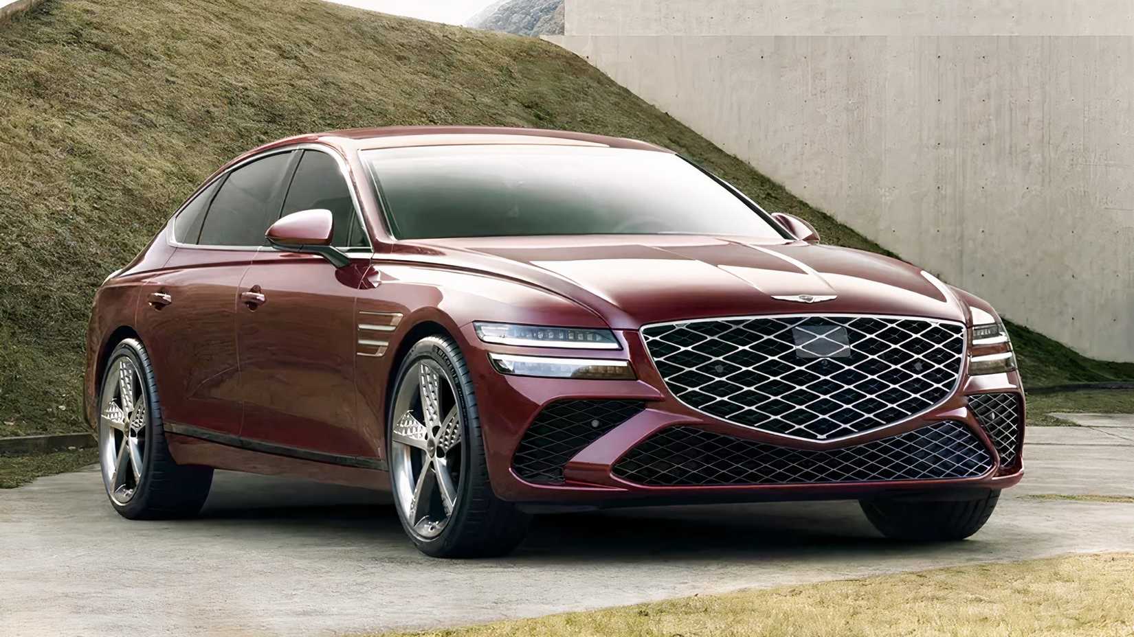 2026 Genesis G80 in red front 3/4