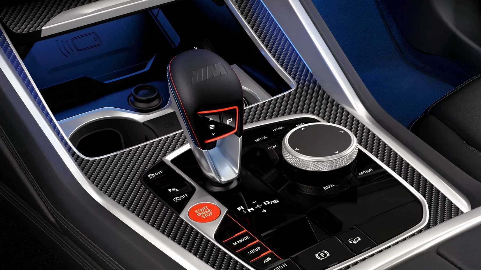 Close-up shot of 2026 BMW X5 M gear shifter