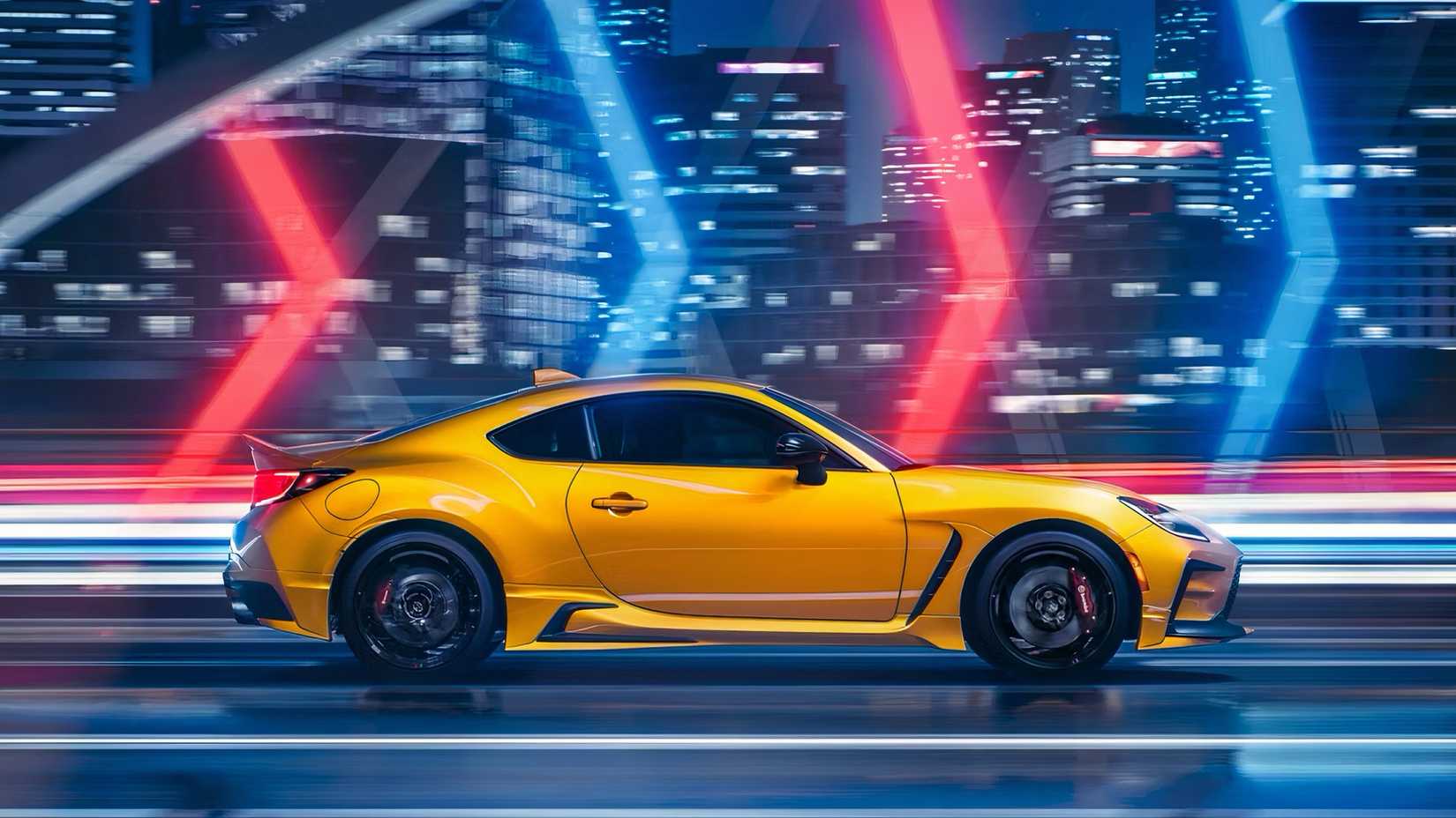 Profile action shot of 2026 Toyota GT86 driving on road