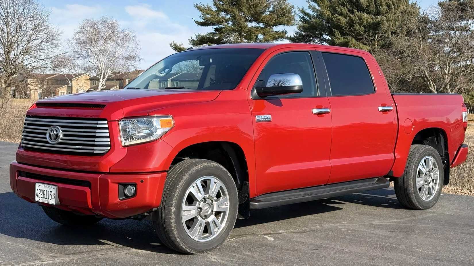 2014 Toyota Tundra Platinum CrewMax front 3/4 shot parked in lot
