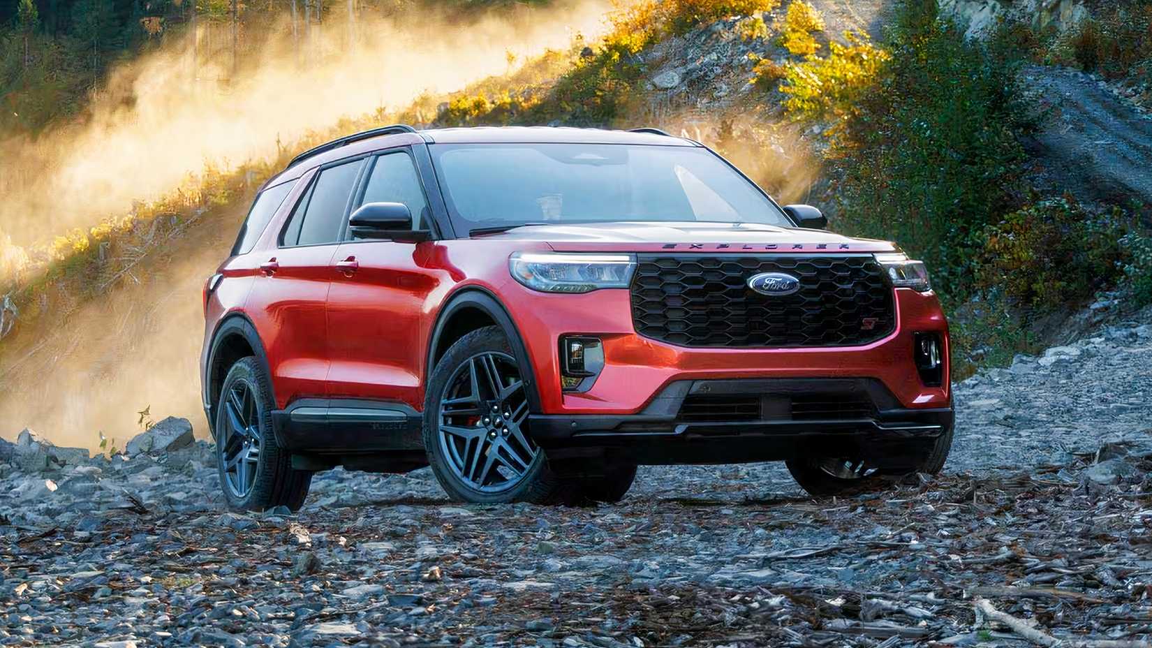 2026 Ford Explorer ST in red front 3/4