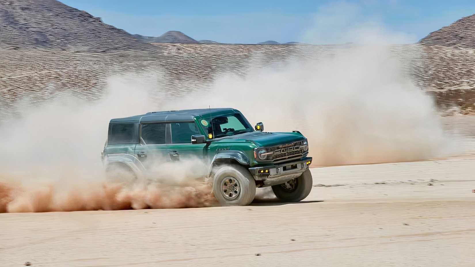 2026 Ford Bronco Raptor front 3/4 action