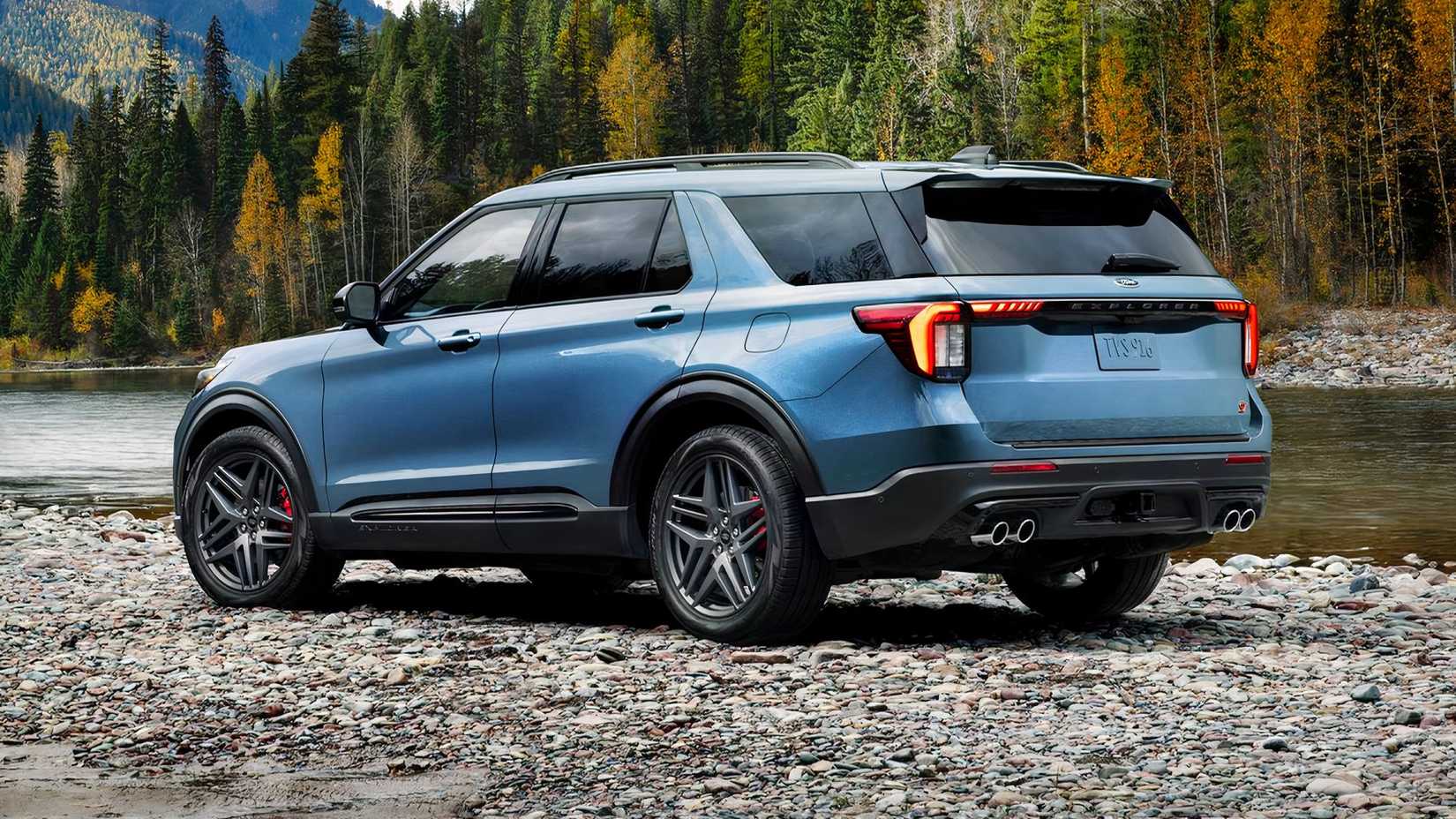 2026 Ford Explorer ST in blue rear 3/4