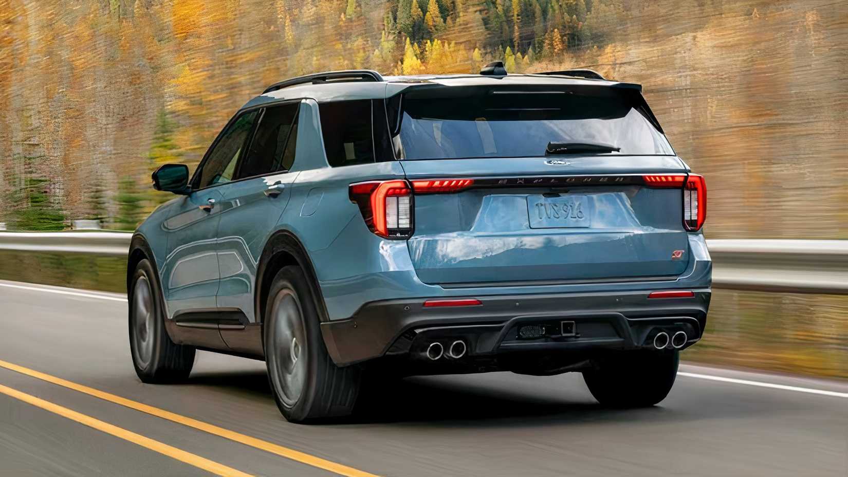 2026 Ford Explorer ST in blue rear 3/4