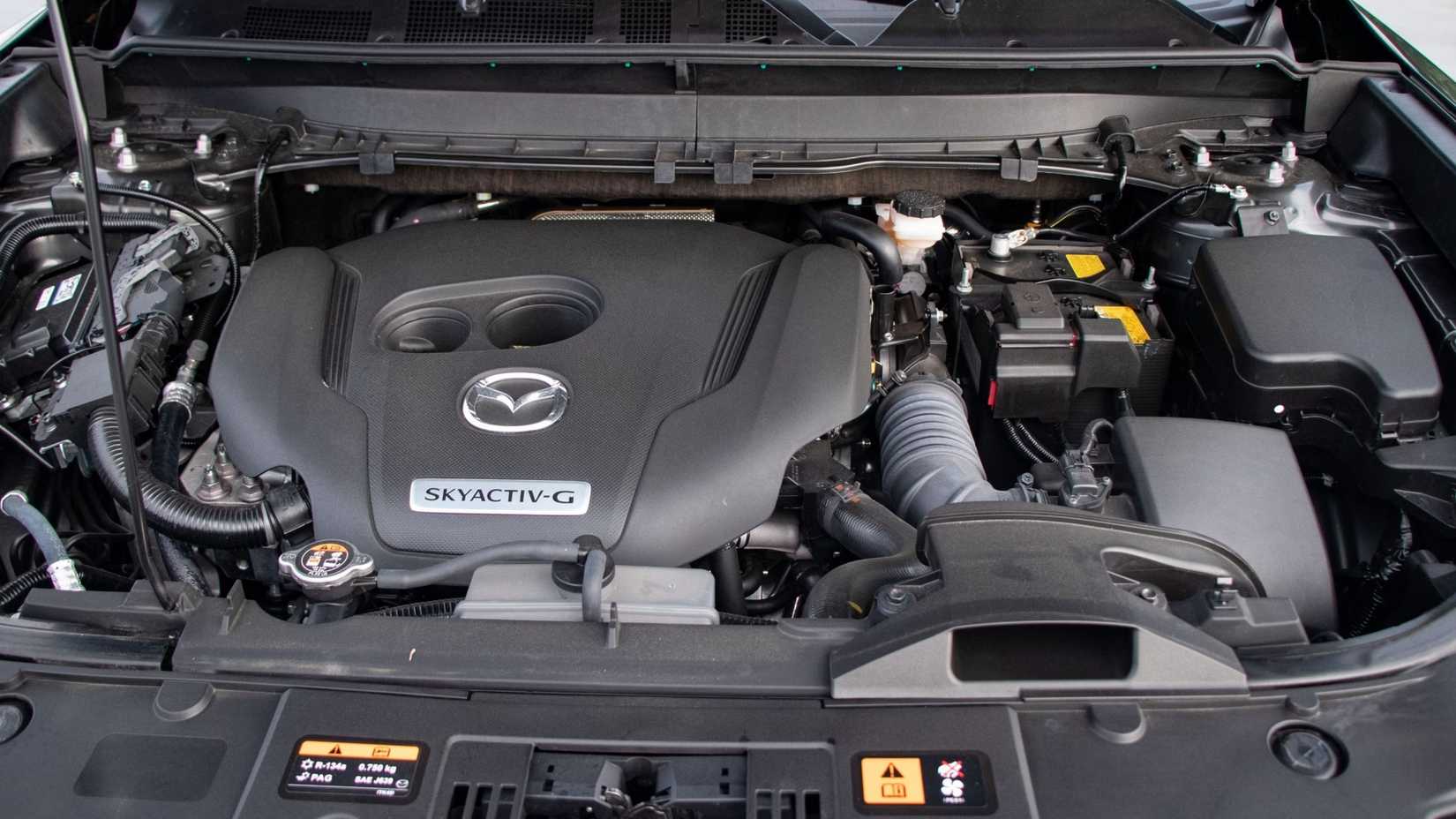 Close-up shot of a 2022 Mazda CX-9 engine