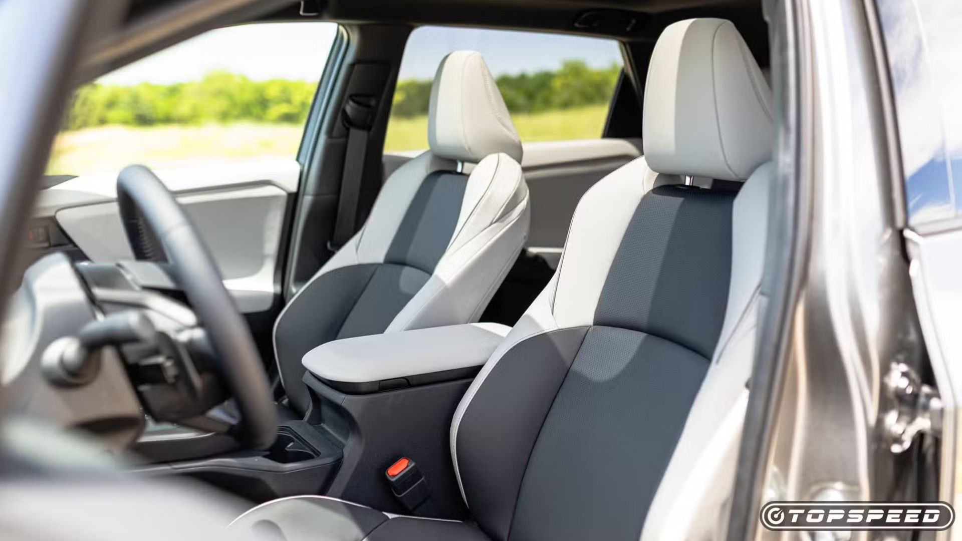 Interior shot of the 2026 Toyota bZ showing the front seats