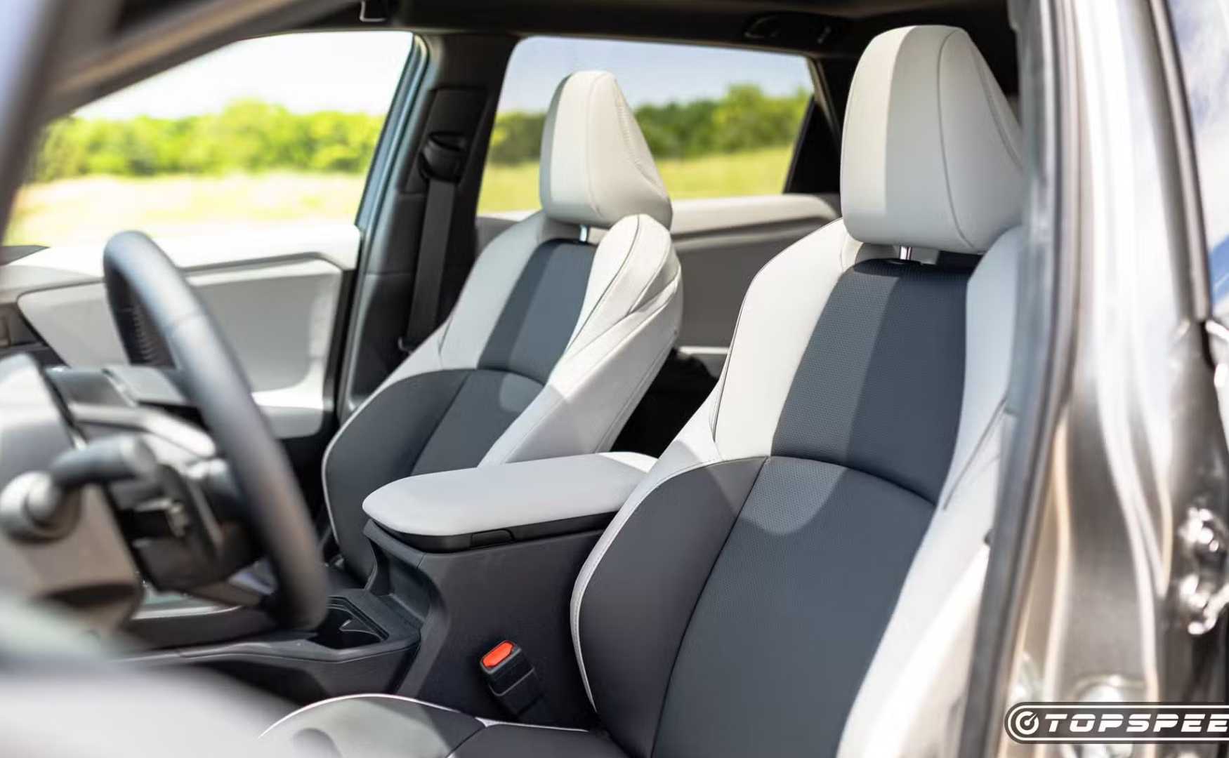 Interior shot of the 2026 Toyota bZ showing the front seats