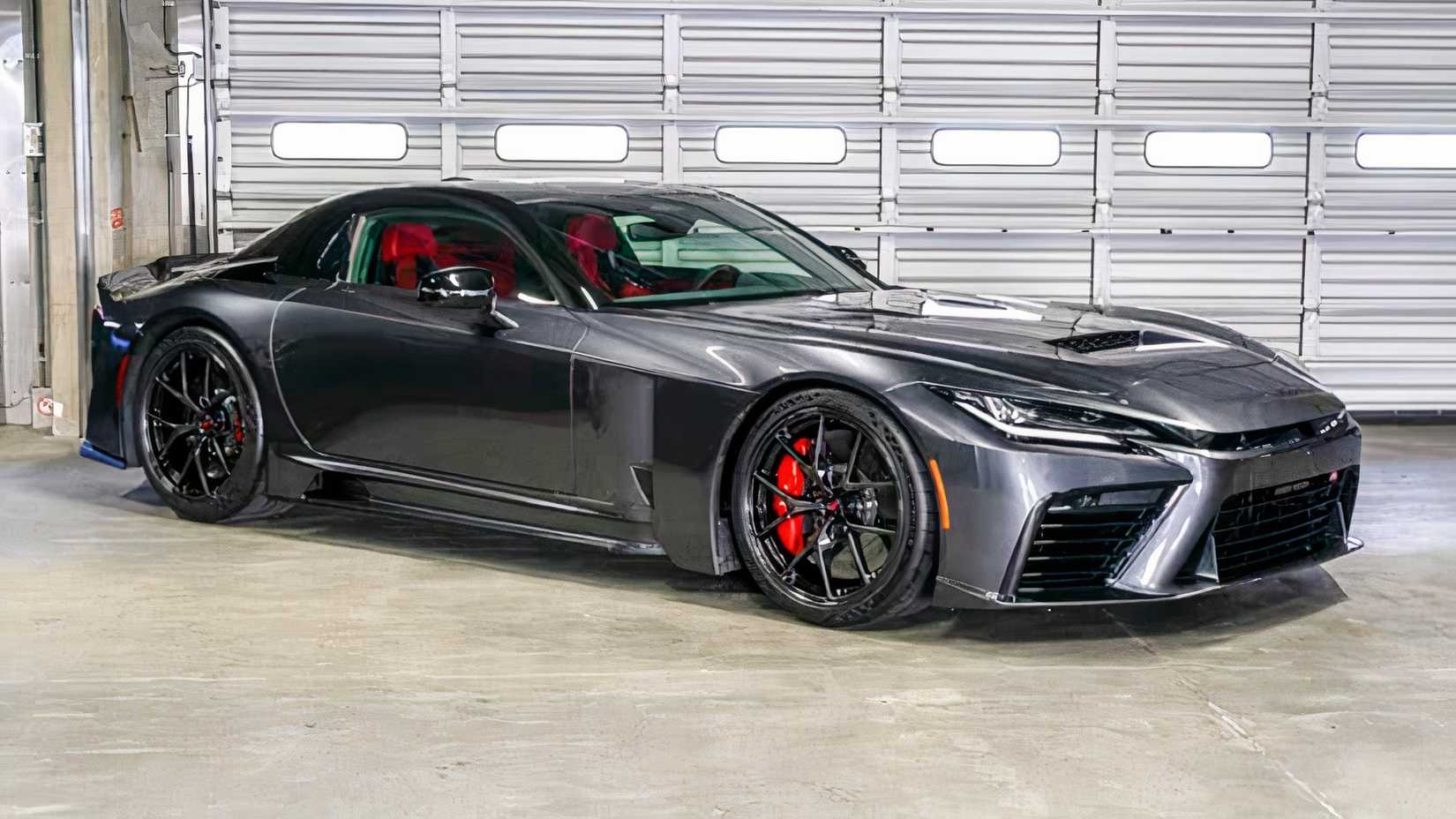 Front 3/4 shot of a Toyota GR GT parked in A Garage