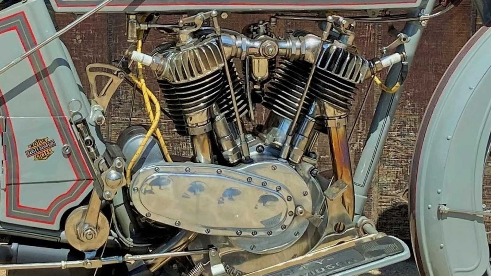 1914 Harley-Davidson 10F Twin engine close-up detail