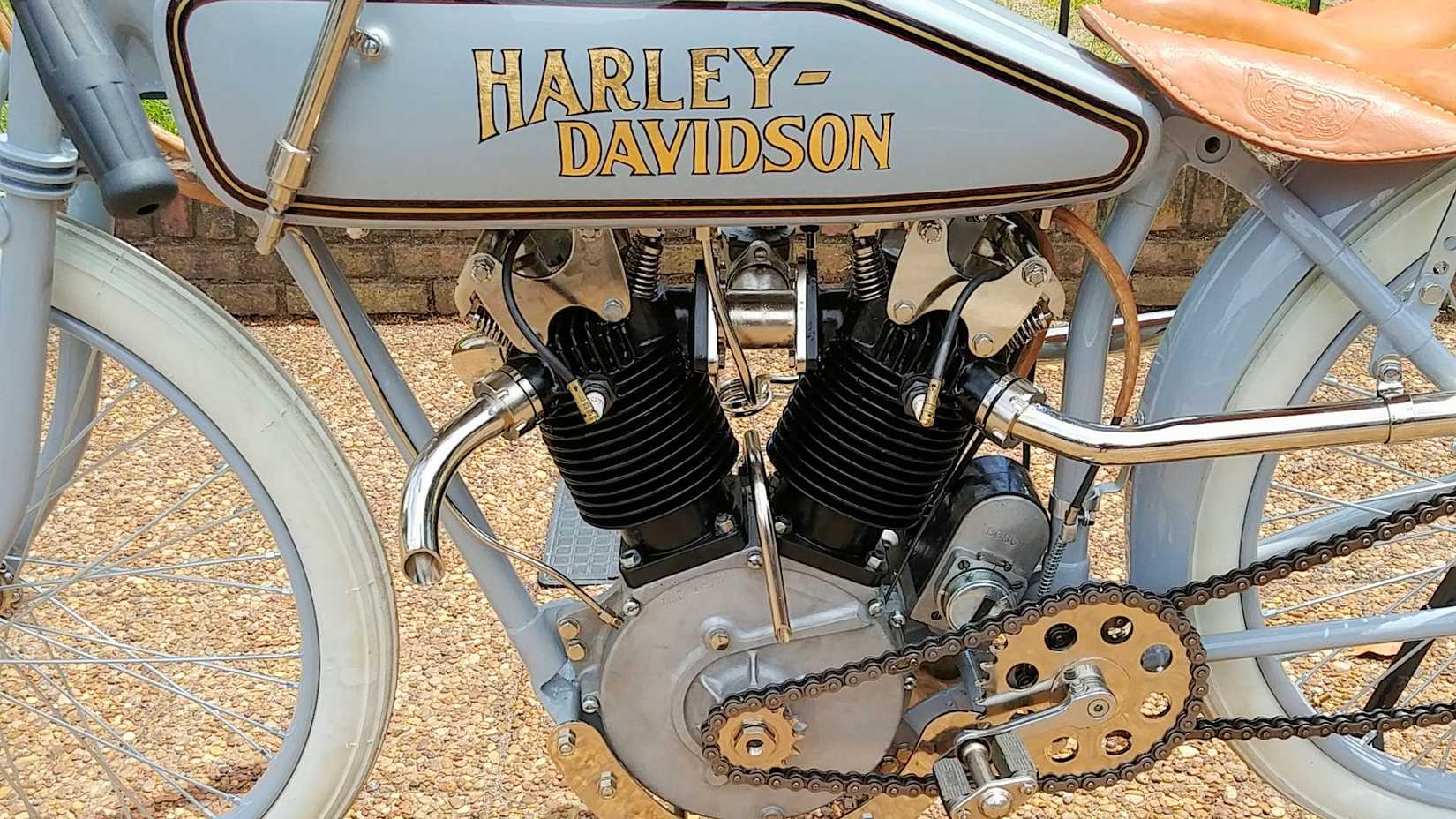 1916 Harley-Davidson 8-Valve Board Track Racer engine close-up detail