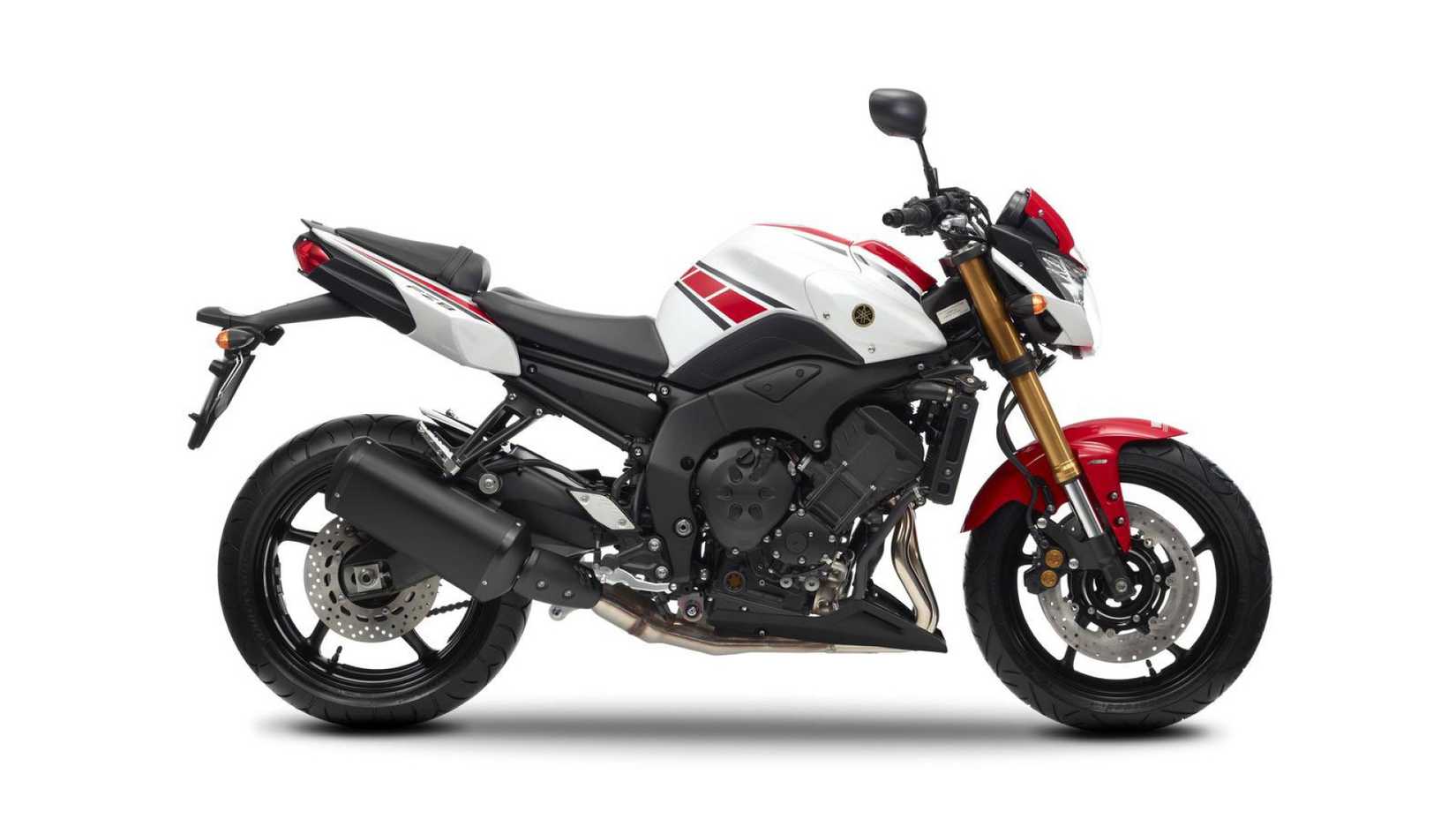 Foto do perfil lateral da edição do 50º aniversário da YAMAHA FZ8 WGP 2012