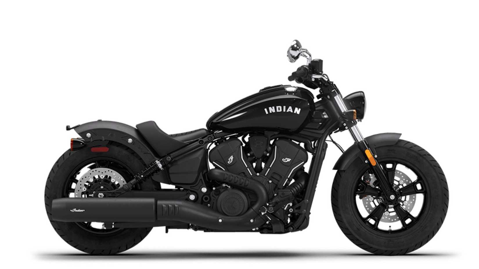 Foto de estúdio de perfil lateral do Indian Scout Sixty Bobber 2026