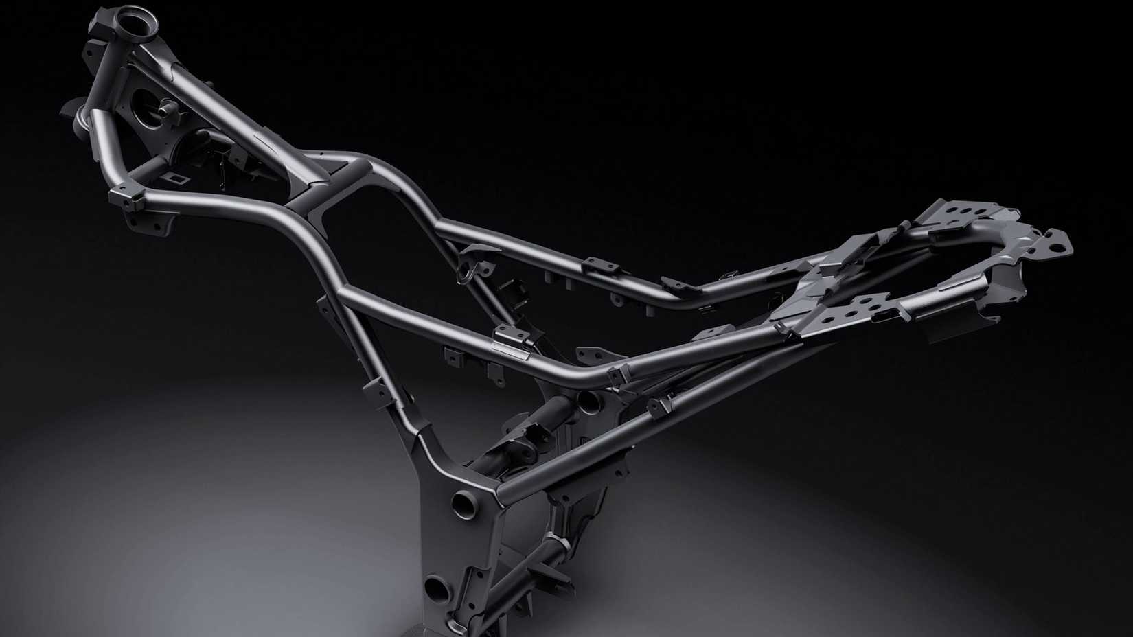 Foto de estúdio do chassi de aço Kawasaki Ninja 300 2026