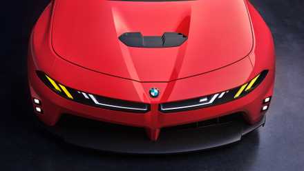 Imagem de alto ângulo do capô e da dianteira do BMW Concept M Neue Klasse