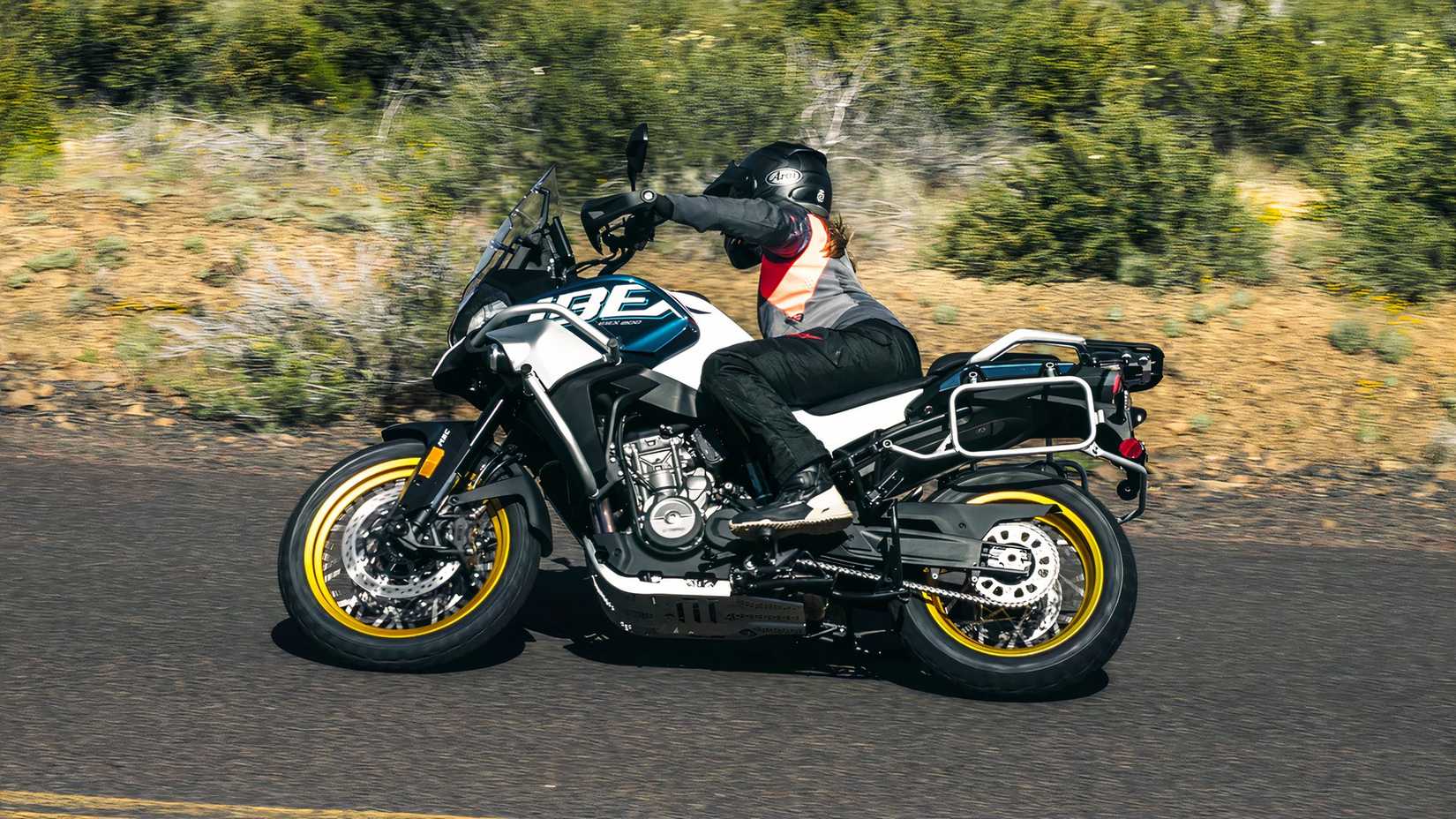 CFMoto Ibex 800 E roaming on winding roads