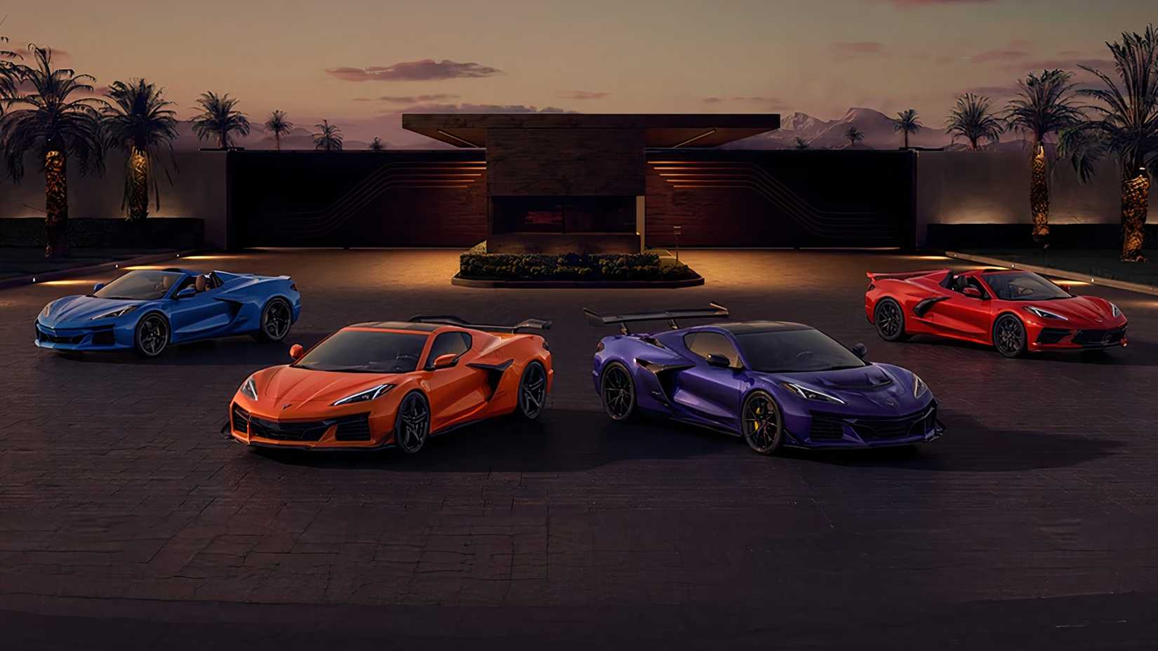 Uma foto de grupo da linha Chevrolet Corvette 2025