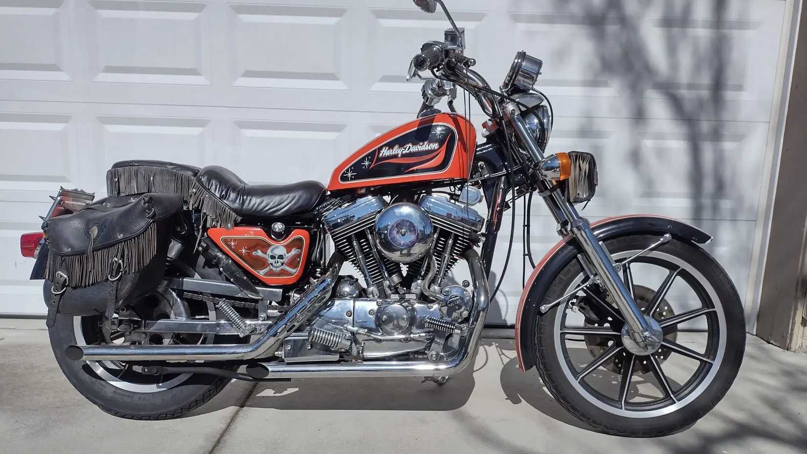 1987 Harley-Davidson Sportster 30th Anniversary with modifications, parked
