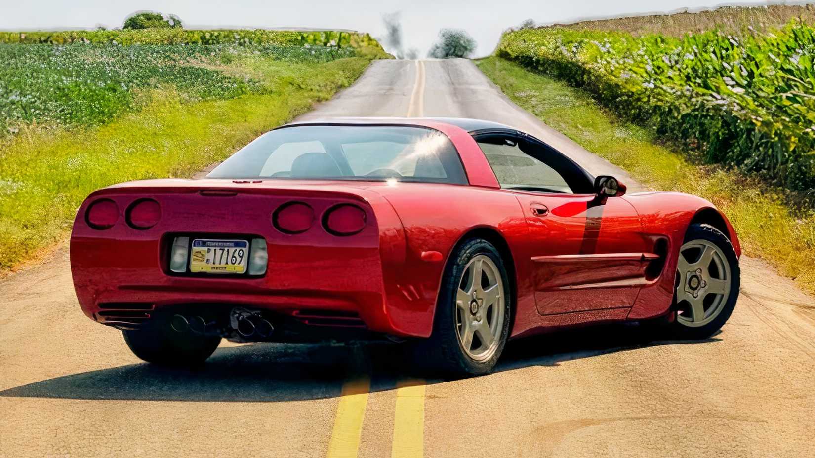 1998 Chevrolet Corvette Coupe rear 3/4 shot parked on the road