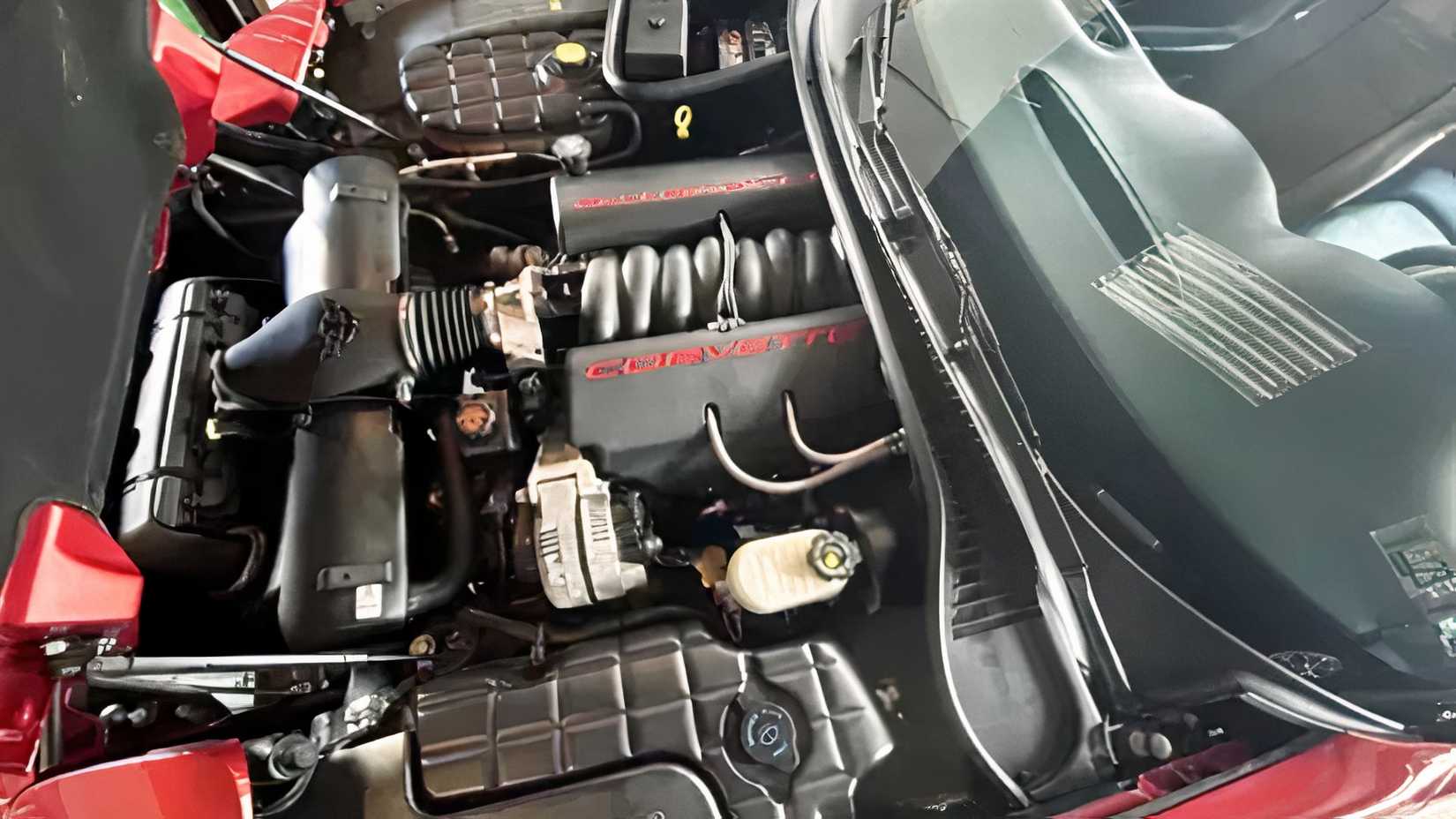 Close-up shot of 1998 Chevrolet Corvette Coupe engine bay