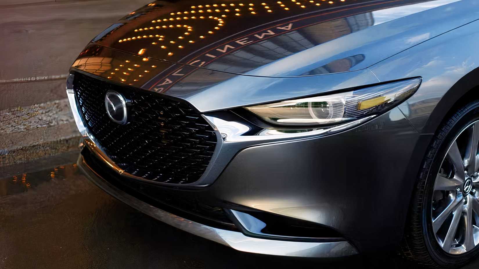 Close-up shot of 2026 Mazda 3 Sedan front end