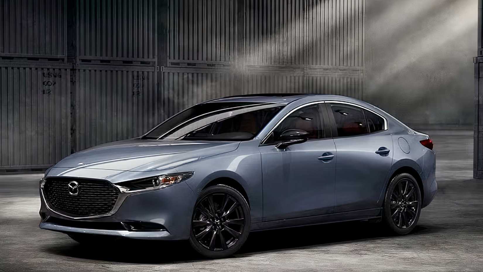 Front 3/4 shot of 2026 Mazda 3 Sedan parked