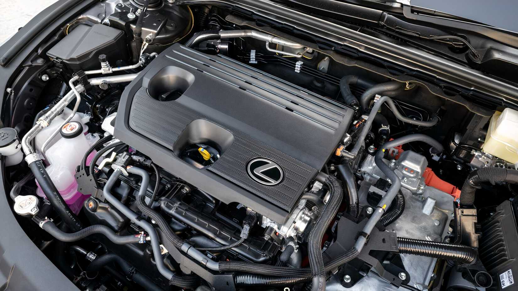 Close-up shot of 2026 Lexus ES 350h engine bay
