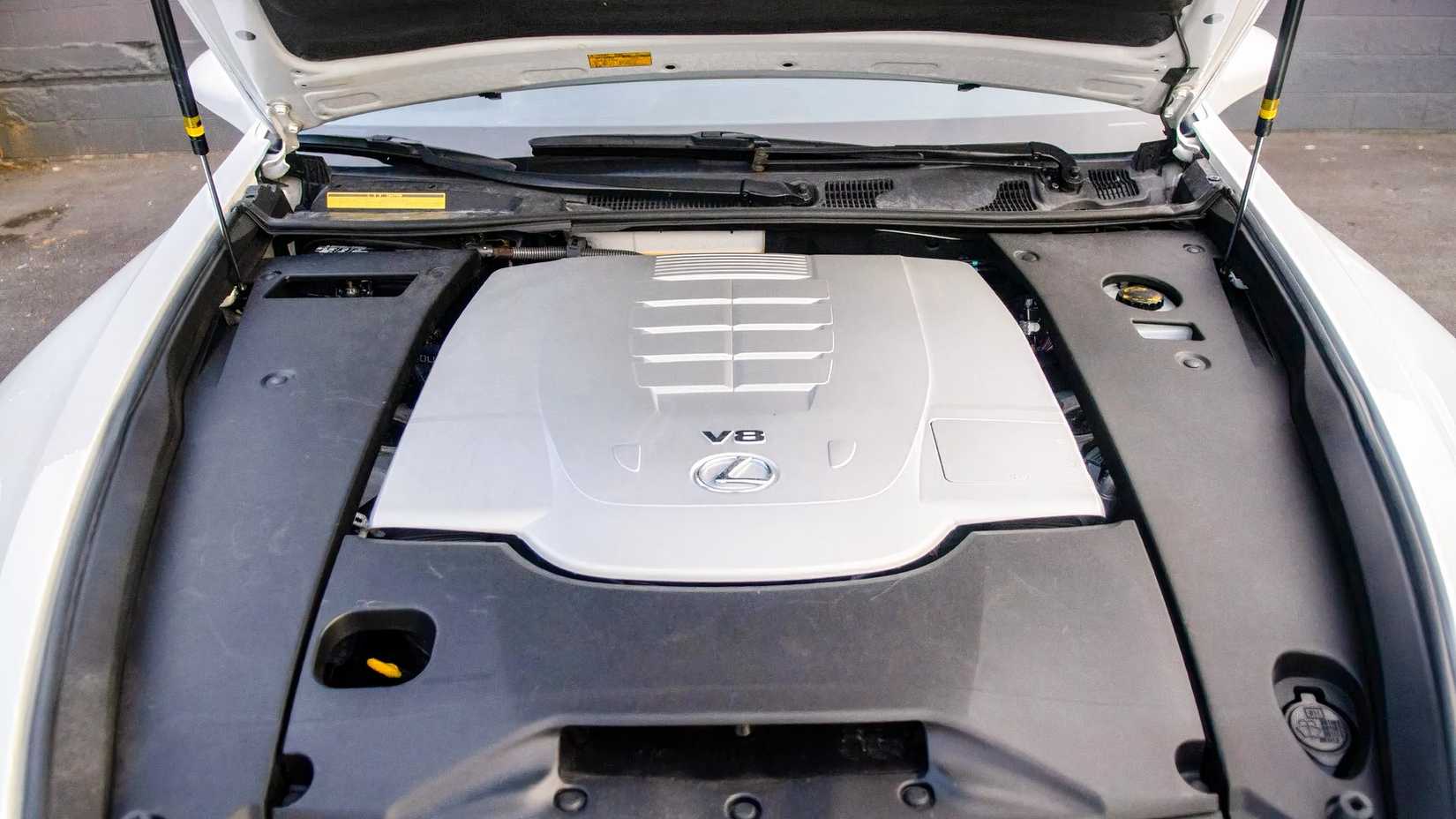 2013 Lexus LS 460 engine bay showing V8 engine