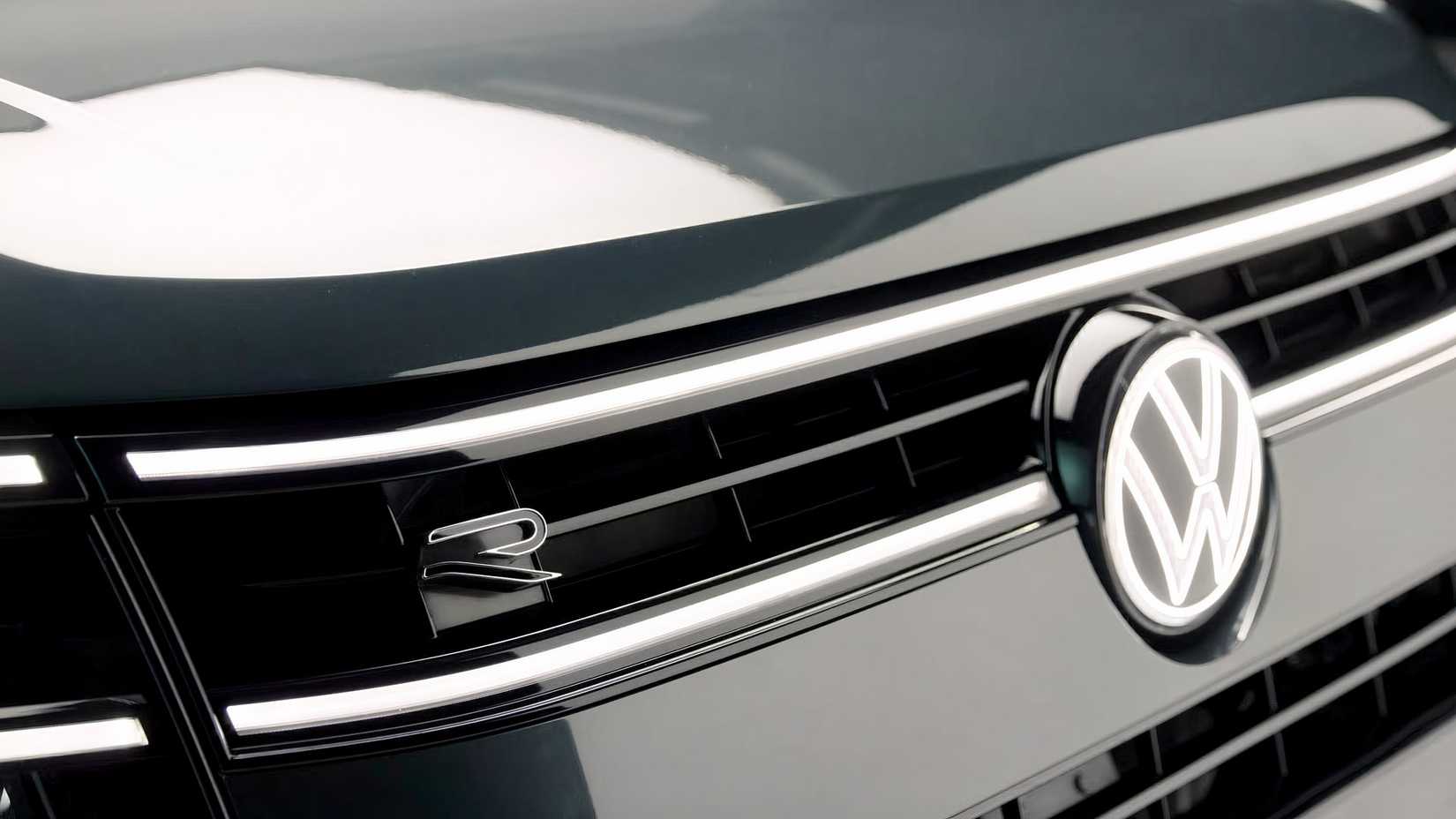 Close-up shot of 2027 Volkswagen Atlas hood badge