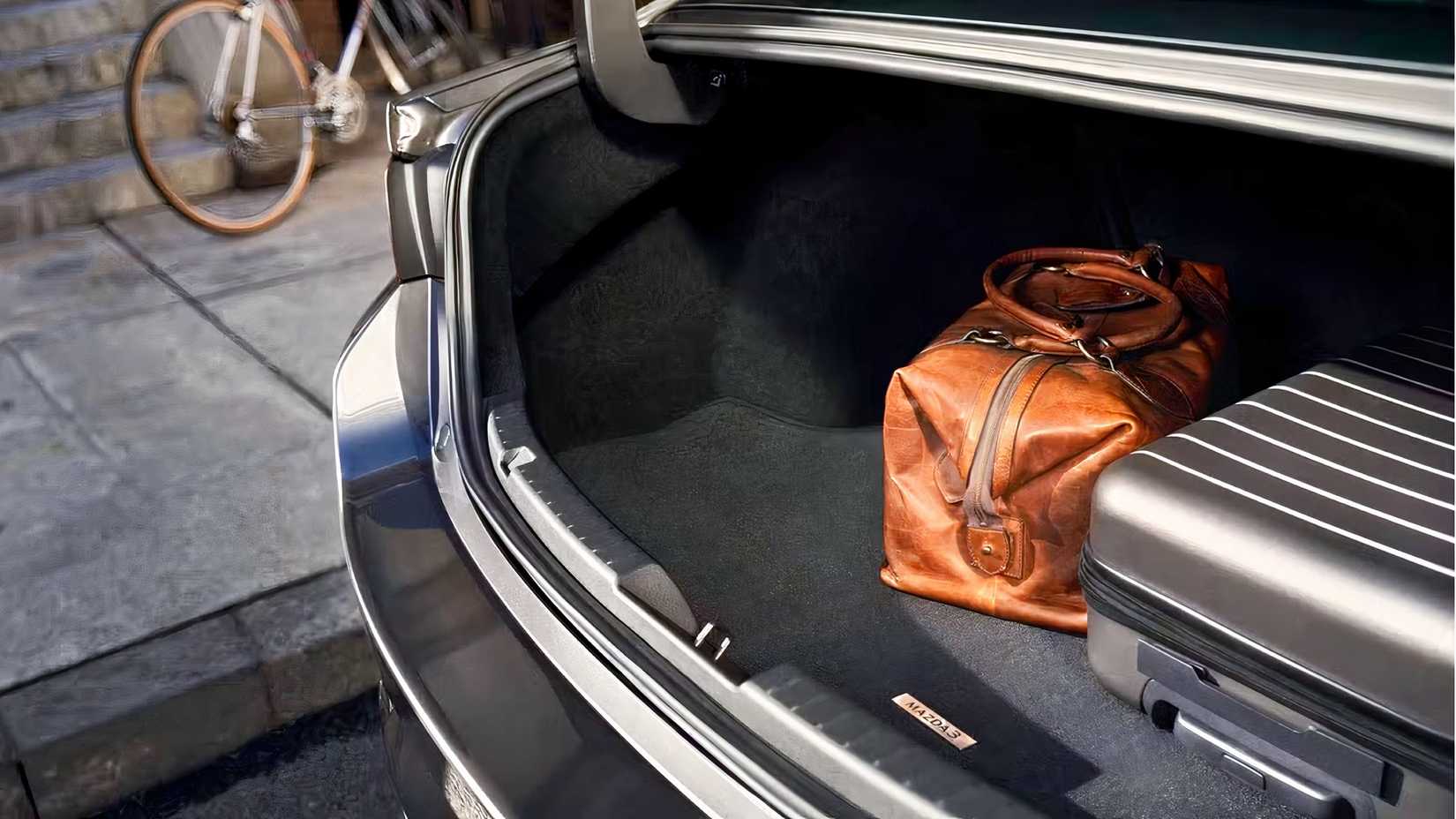 Close-up shot of 2026 Mazda 3 Sedan trunk