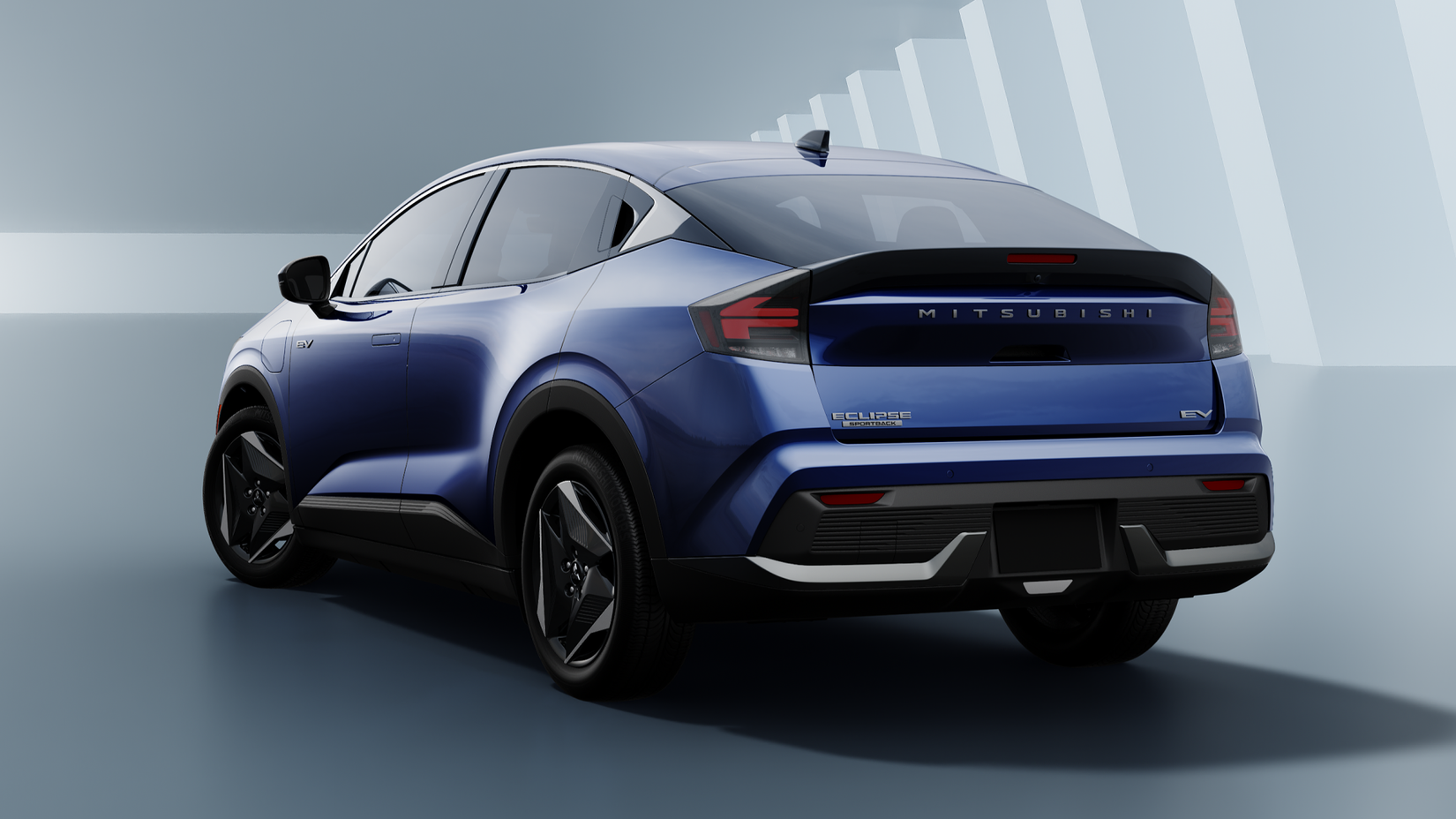 Imagem estática de estúdio traseira 3/4 do Mitsubishi Eclipse Sportback 2027