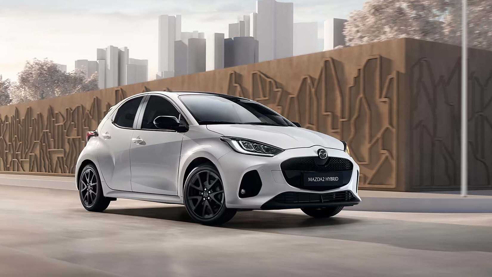Front 3/4 view of the 2026 Mazda 2 Hybrid