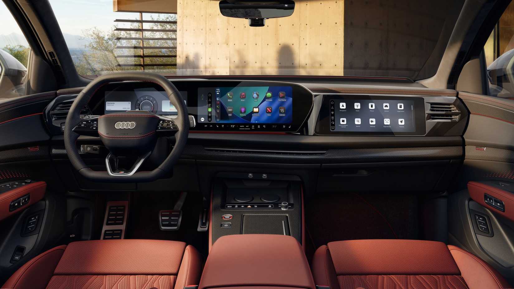 Foto do interior mostrando os bancos dianteiros e o painel do Audi SQ7 2027