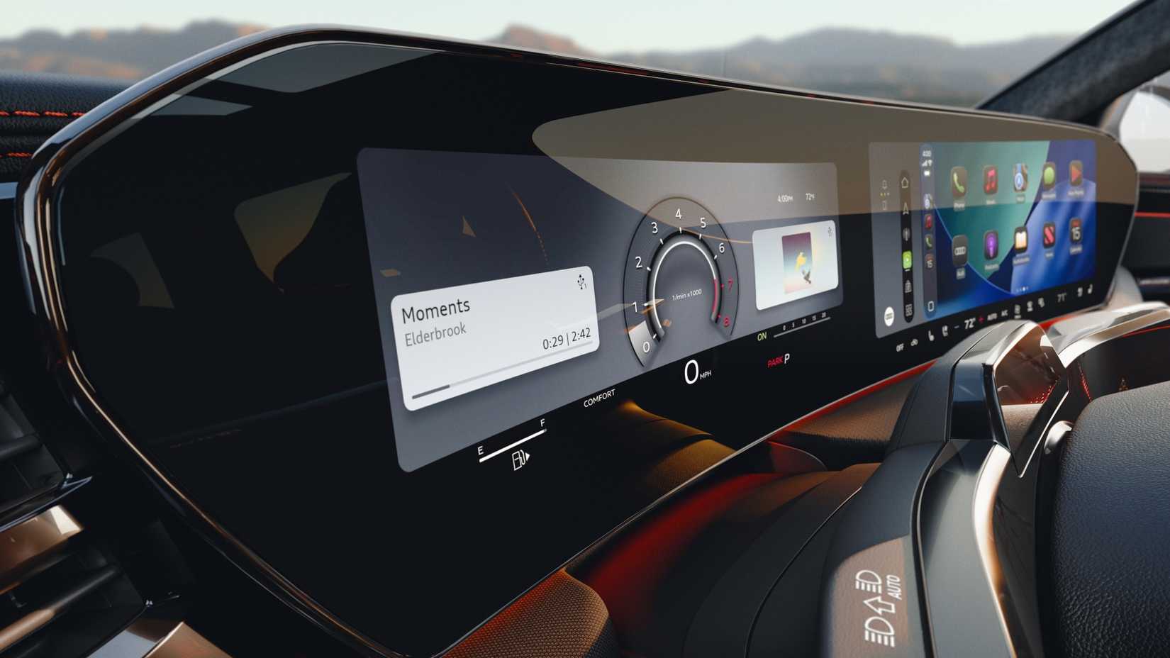 Uma imagem aproximada da tela digital do Audi SQ7 2027
