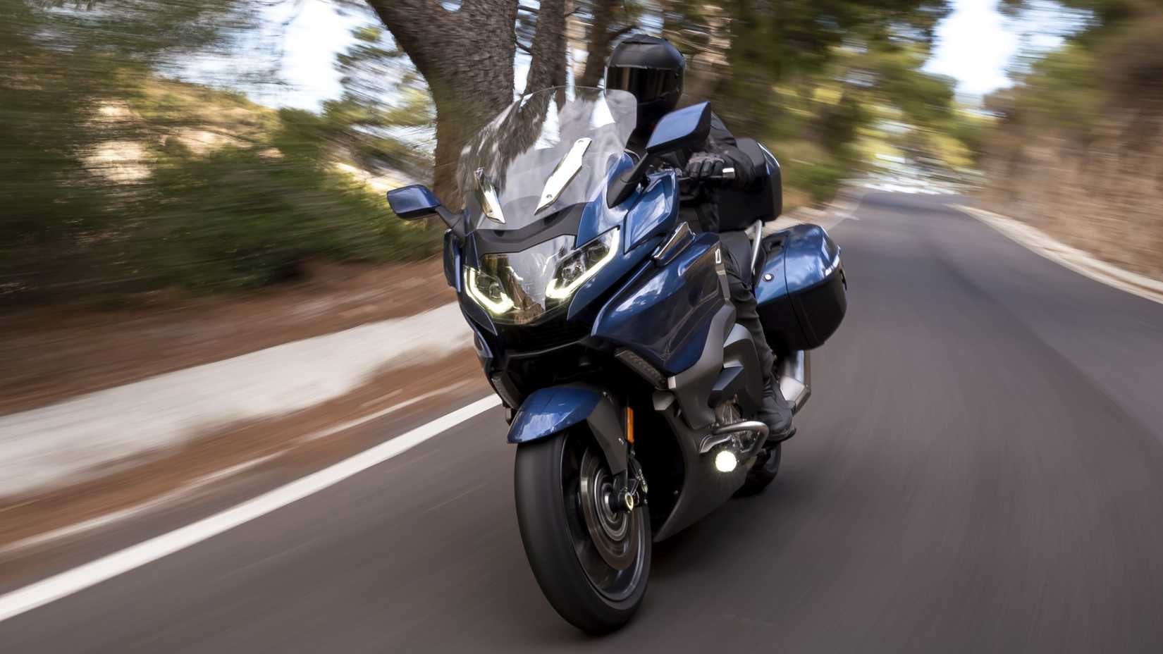 2026 BMW K 1600 GTL accelerating hard front third quarter cinematic shot