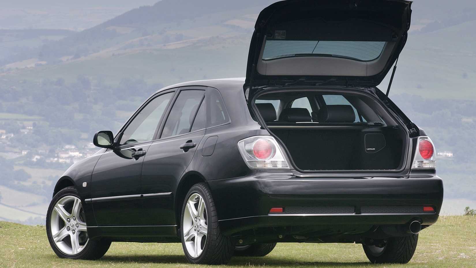 Rear 3/4 shot of the 2004 Lexus IS300 SportCross with the trunklid open