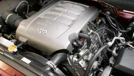 Close-up shot of a 2009 Toyota Tundra engine