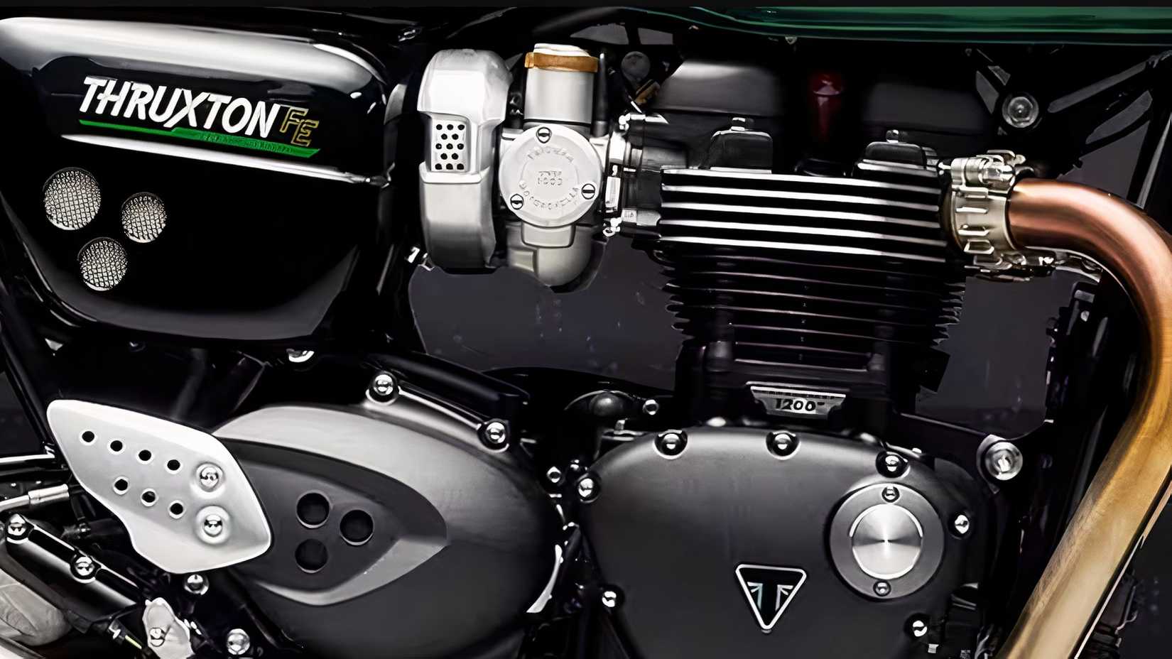 Detalhe aproximado do motor Triumph Thruxton 1200 Final Edition