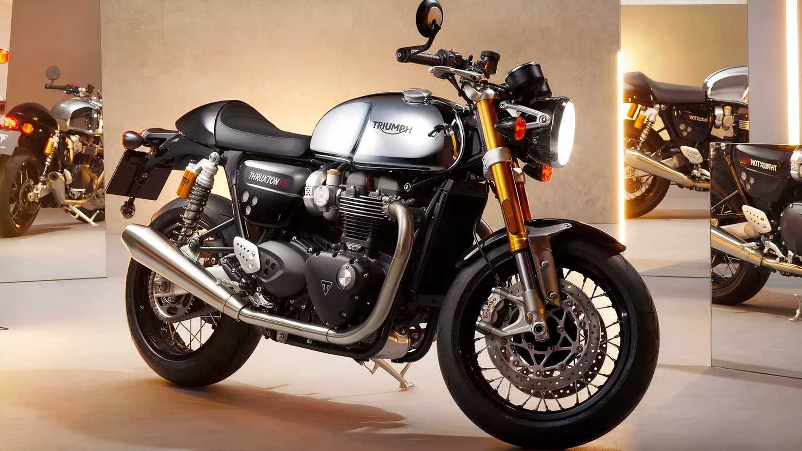 Foto estática do estilo de vida da Triumph Thruxton 1200